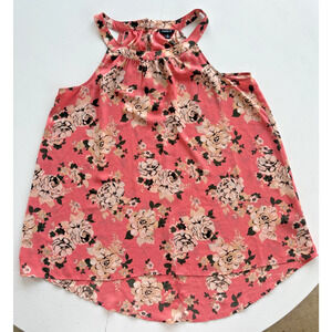 Torrid Chiffon High Neck Halter Top Blouse Black Floral Keyhole Plus Sz 0